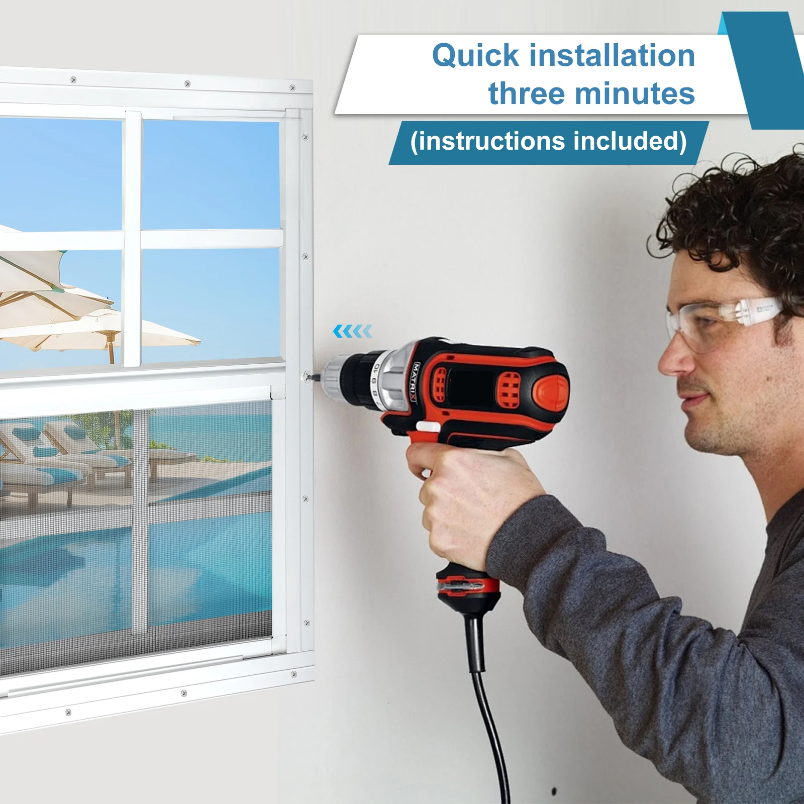 Quick installation of a white sliding shed window