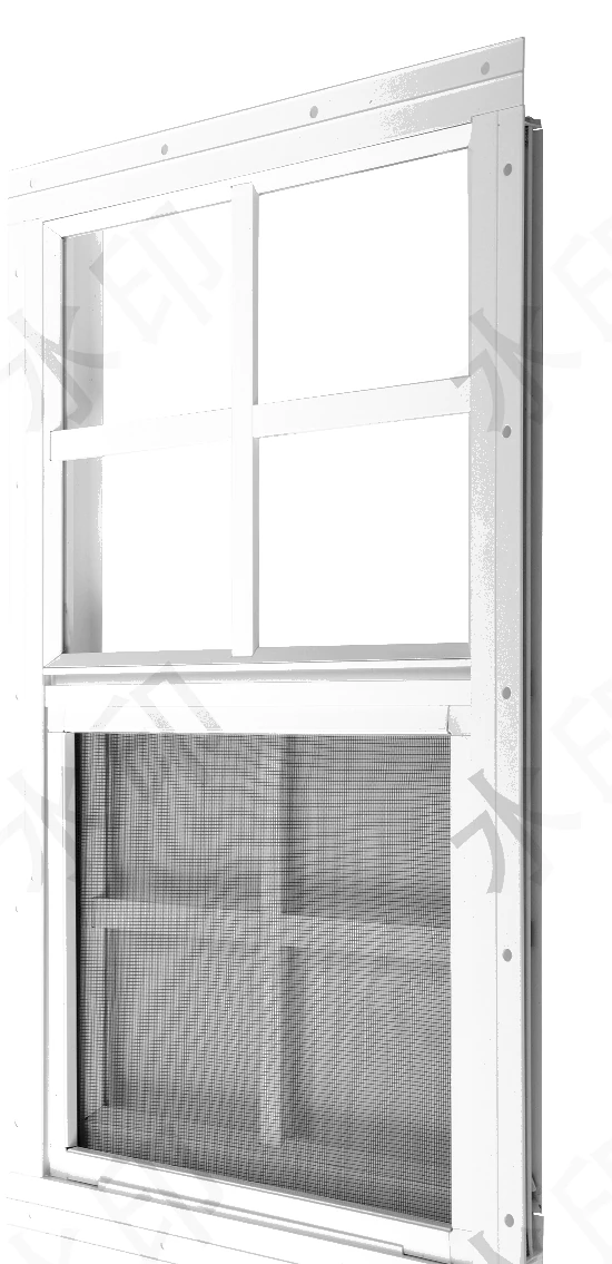 White aluminum sliding shed window